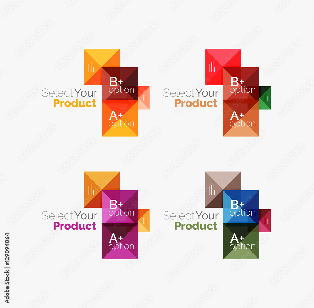 Set of abstract square interface menu navigation button Set of abstract square interface menu navigation button