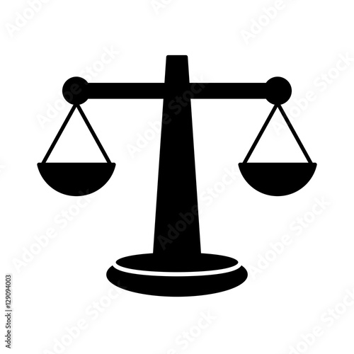 silhouette of law scale icon over white background. vector illustration