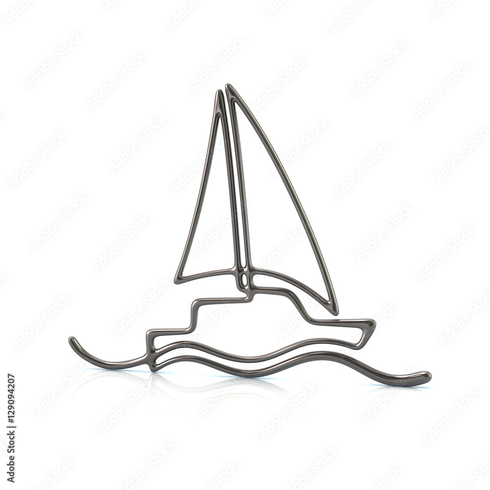 Silver sailboat 3d illustration Silver sailboat 3d illustration
