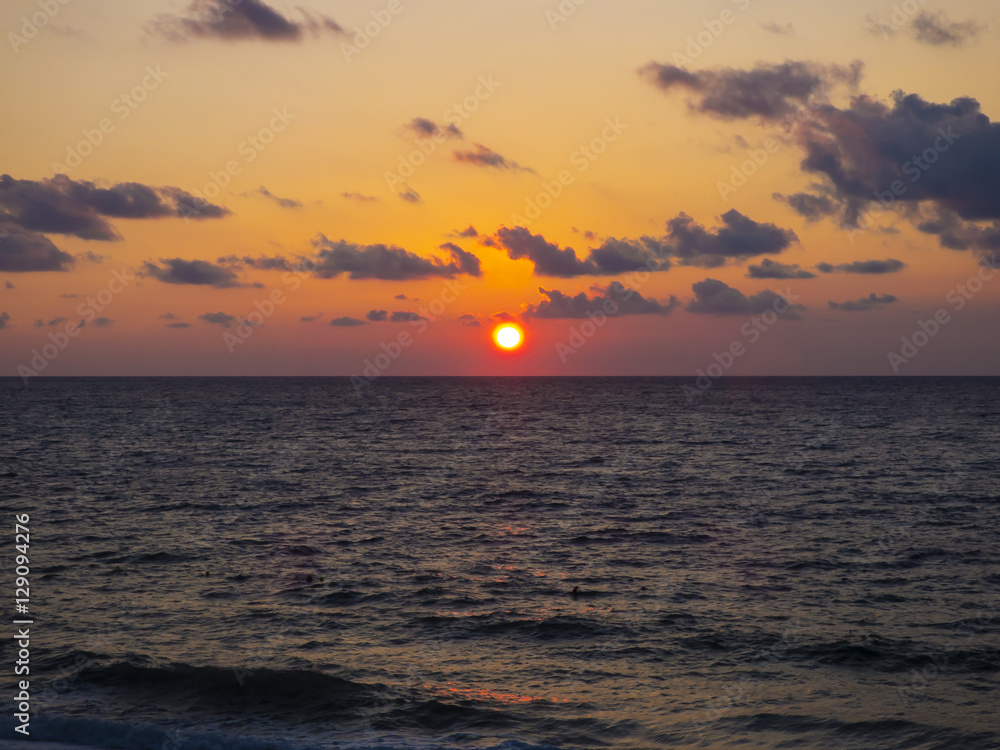 Evening sunset on sea