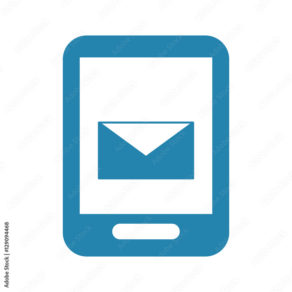 smartphone device with mail envelope icon on screen over white background. vector illustration smartphone device with mail envelope icon on screen over white background. vector illustration