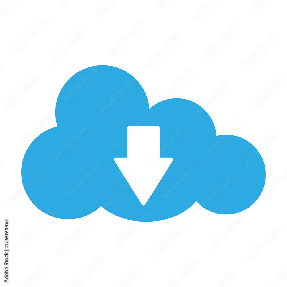 cloud storage with download arrow icon over white background. vector illustration cloud storage with download arrow icon over white background. vector illustration