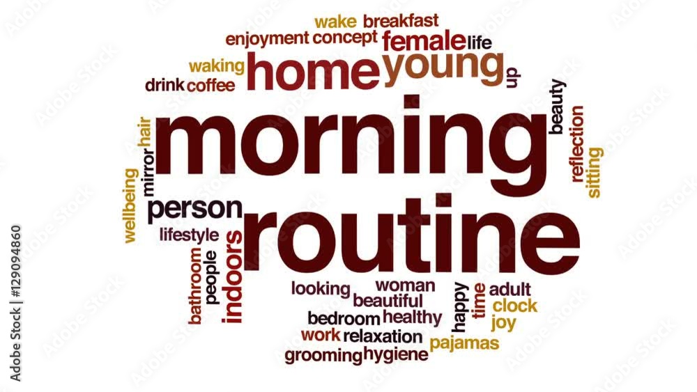 Morning routine animated word cloud. Morning routine animated word cloud.