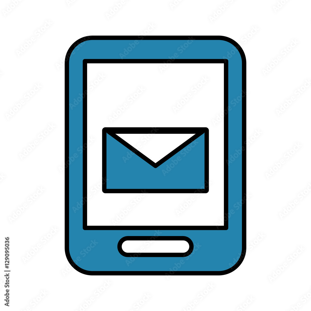 smartphone device with mail envelope icon on screen over white background. vector illustration smartphone device with mail envelope icon on screen over white background. vector illustration