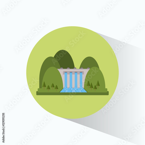 hydroelectricity plant generator energy landscape vector illustration eps 10