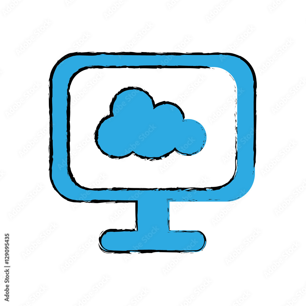 computer with cloud storage icon image vector illustration design computer with cloud storage icon image vector illustration design