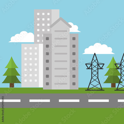 electricity city high voltage vector illustration eps 10 © Jemastock