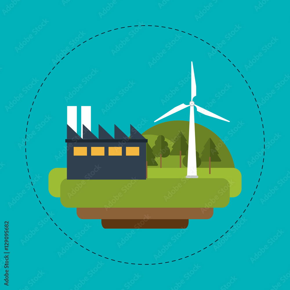 Naklejka premium wind turbines industrial green energy vector illustration eps 10