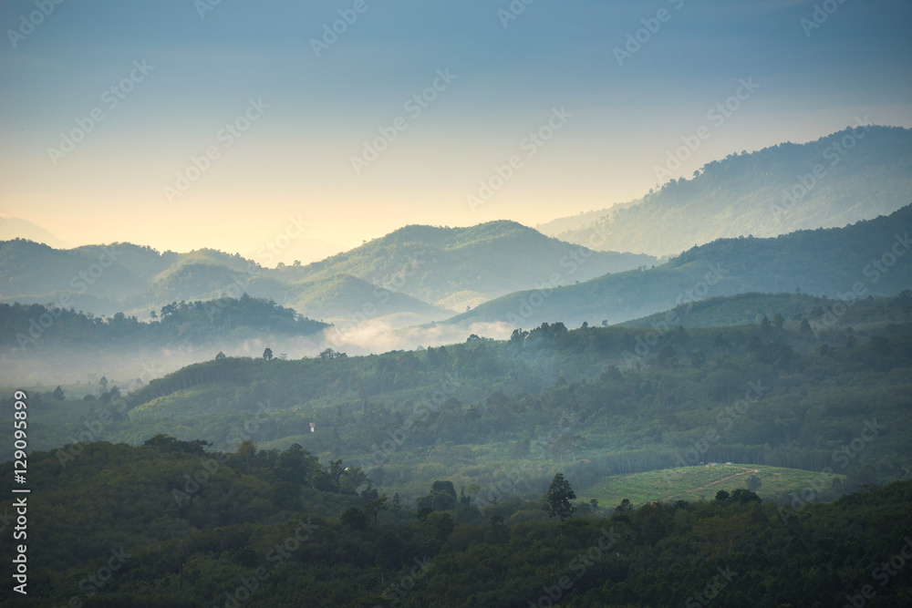 The Beautiful mountain and fog in south of Thailand. Thailand landscape