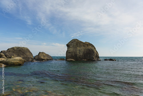 the rocks near the shore of the Black sea. Crimea, Russia