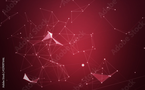 Abstract Polygonal Space Red Background with Low Poly Connecting Dots and Lines - Connection Structure - Futuristic HUD Background