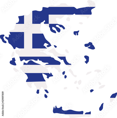 Greece map with flag