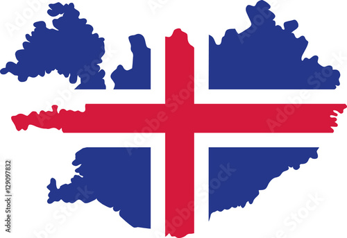 Iceland map with flag