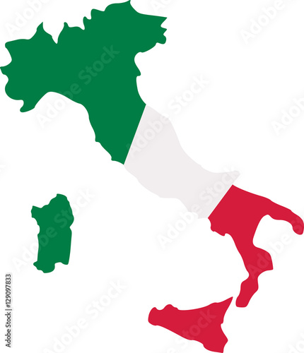 Italy map with flag