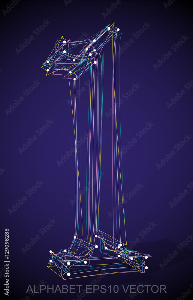 Obraz premium Vector illustration of a Multicolor sketched 1. Hand drawn 3D 1.