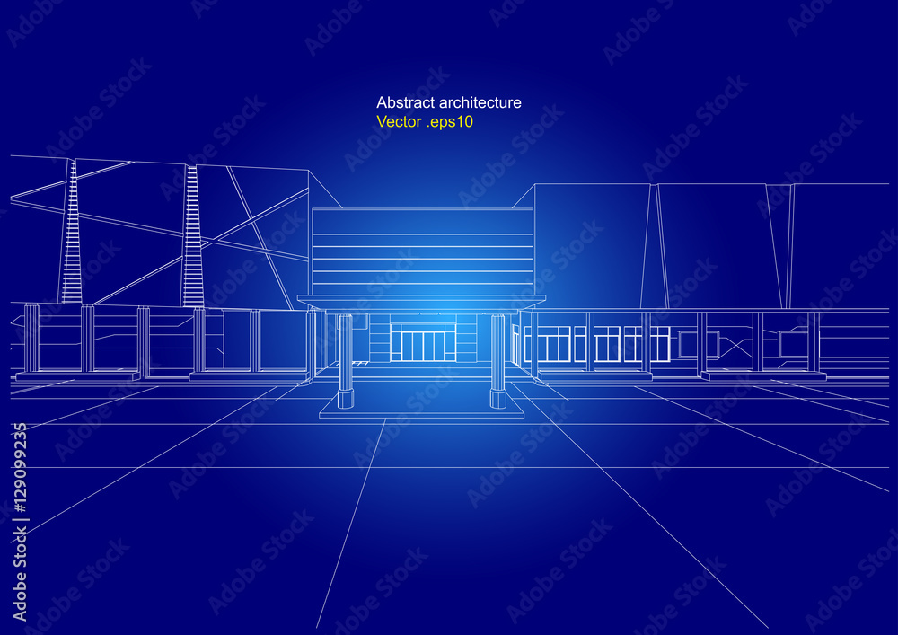 Fototapeta premium city view, architecture abstract, 3d illustration vector