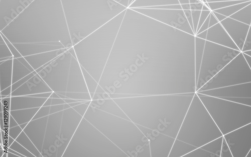 3D Abstract Polygonal White Background with Low Poly Connecting Dots and Lines - Connection Structure - Futuristic HUD Background