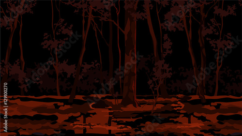 painted the background forest in the swamp at dusk