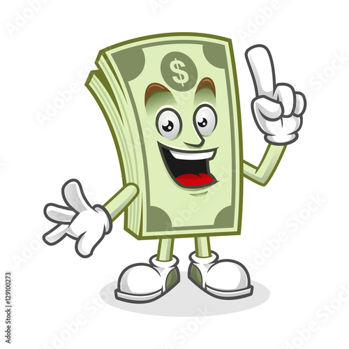 Smart Dollar bill mascot, Money character, Dollar cartoon
