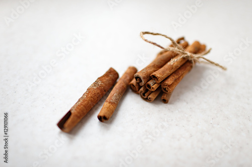 cinnamon sticks on kraft background