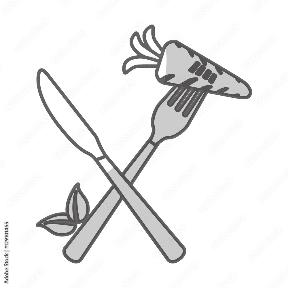 fork with carrot vegetable icon over white background. healthy food design. vector illustration fork with carrot vegetable icon over white background. healthy food design. vector illustration