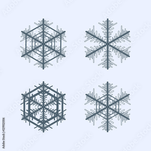 Collection of snowflakes. Winter decorative element.