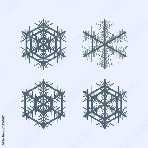 Collection of snowflakes. Winter decorative element.