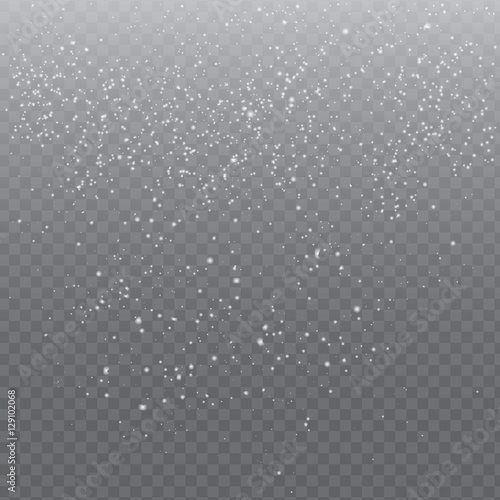 Falling Snow with Snowflakes on Transparent Background | Winter Snowfall Vector Illustration