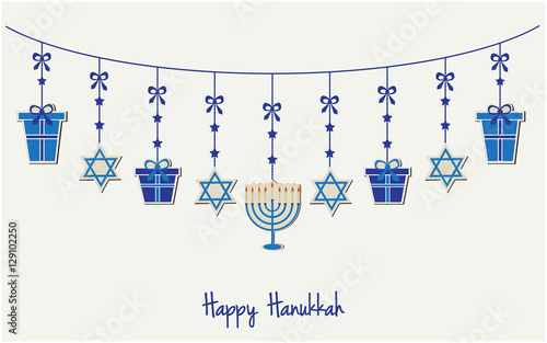 Happy Hanukkah greeting card or background. vector illustration