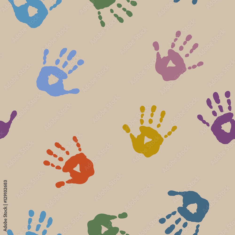 Seamless abstract pattern with prints of children's hands Seamless abstract pattern with prints of children's hands