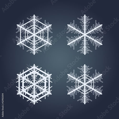 Collection of snowflakes. Winter decorative element.