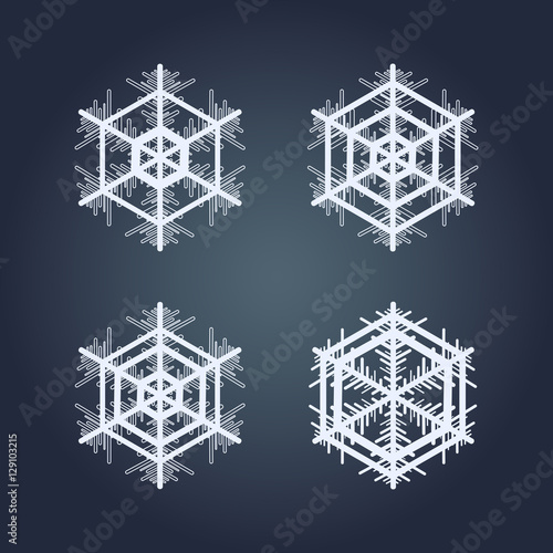 Collection of snowflakes. Winter decorative element.