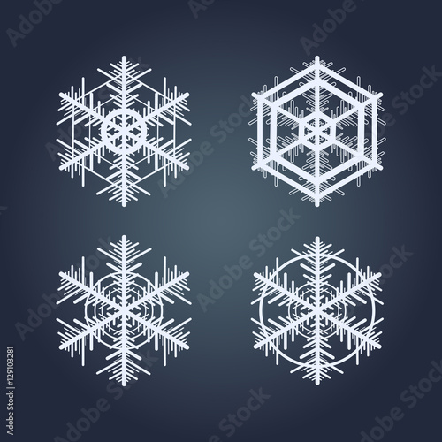 Collection of snowflakes. Winter decorative element.