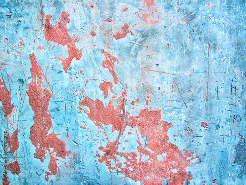 dirty cracked blue wall texture background