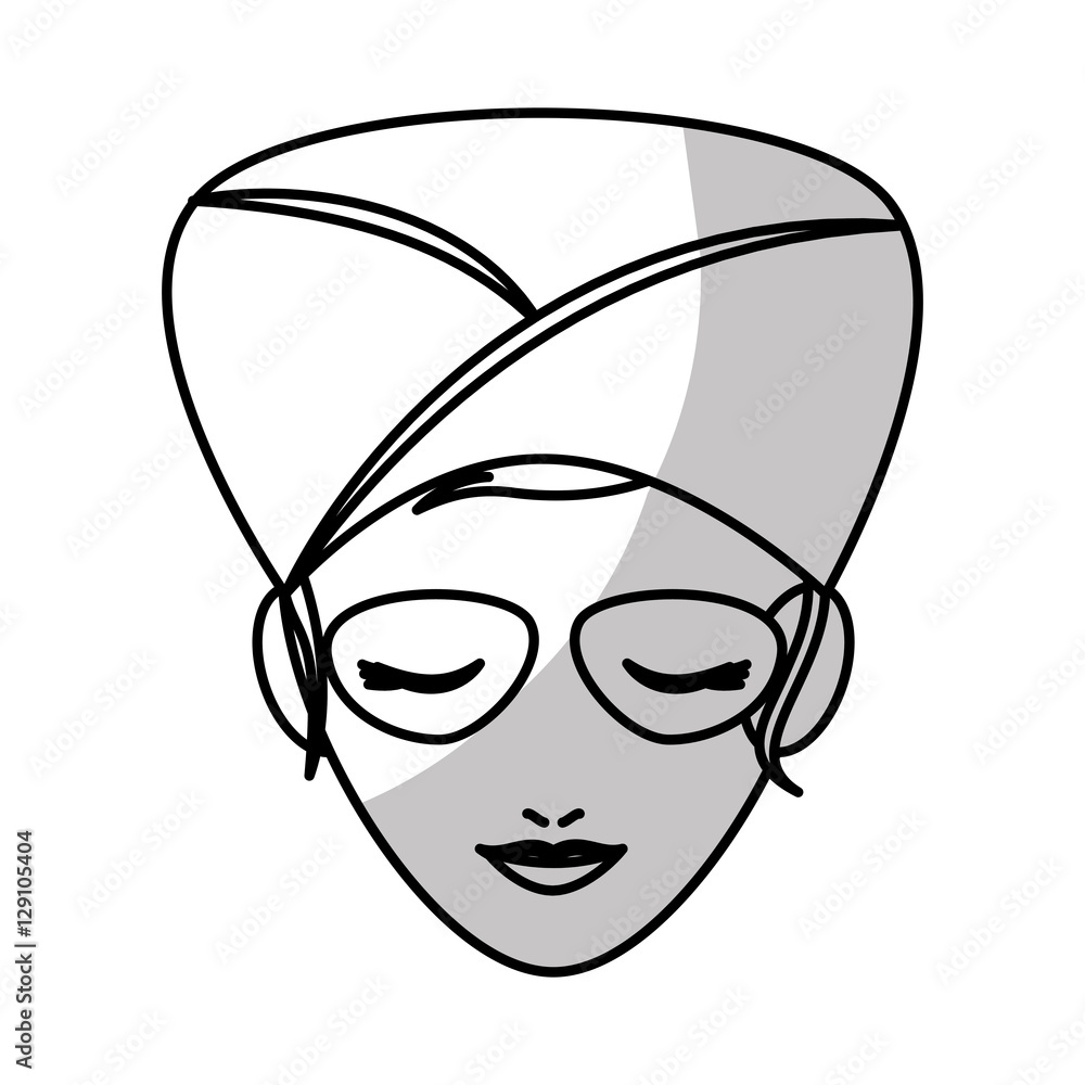 sticker of woman face with relaxation mask. natural spa center concept. colorful design. vector illustration sticker of woman face with relaxation mask. natural spa center concept. colorful design. vector illustration
