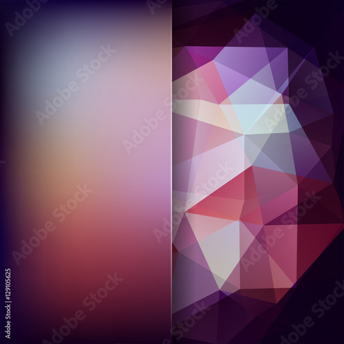 Geometric pattern, polygon triangles vector background in brown, purple tones. Blur background with glass. Illustration pattern