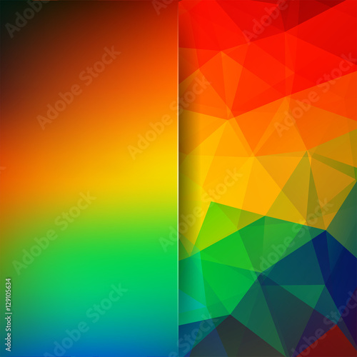 Abstract background consisting of red, yellow, orange, green, blue triangles. Geometric design for business presentations or web template banner flyer. Vector illustration.