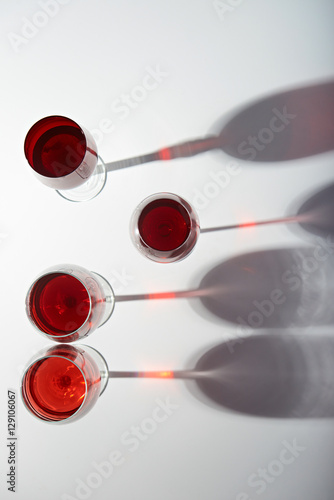 Red wine glass with stem