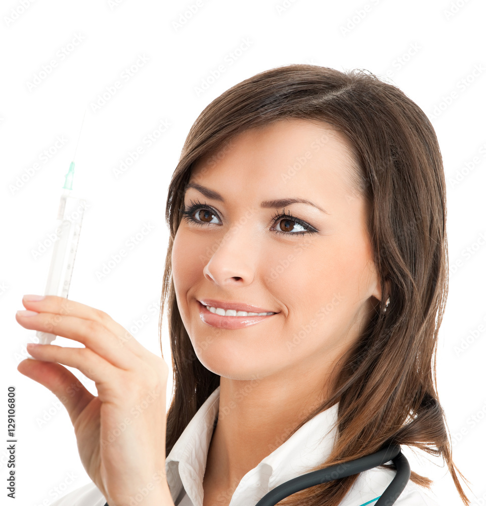 doctor or nurse with syringe, isolated doctor or nurse with syringe, isolated