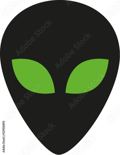 Extraterrestrial head with green eyes