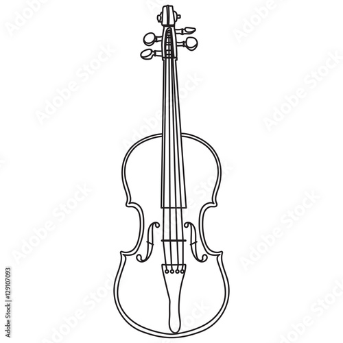Line style violin isolated on white background. Violin vector illustration.