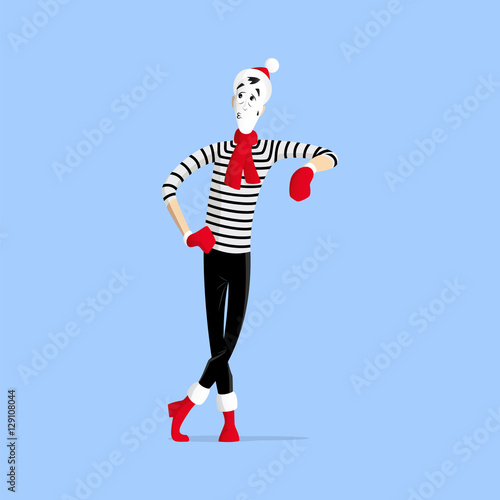 Mime performance leaning against wall