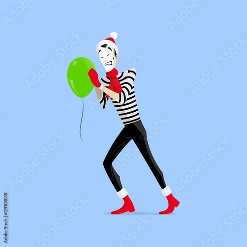 Mime performance pushing balloon