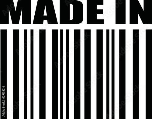 Barcode with Made in text