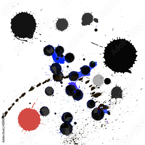  Vector set of blots, splash liquid and smudges. Colorful Retro Vector Stains, Blots,   Hand Drawn Splashes Vector. Splash.