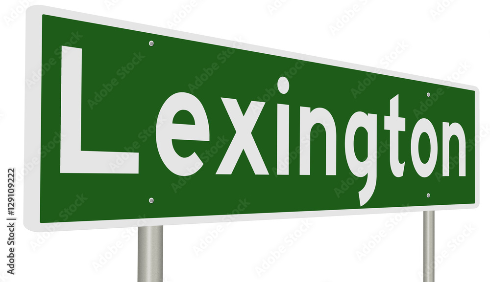 A 3d rendering of a green highway sign for Lexington A 3d rendering of a green highway sign for Lexington
