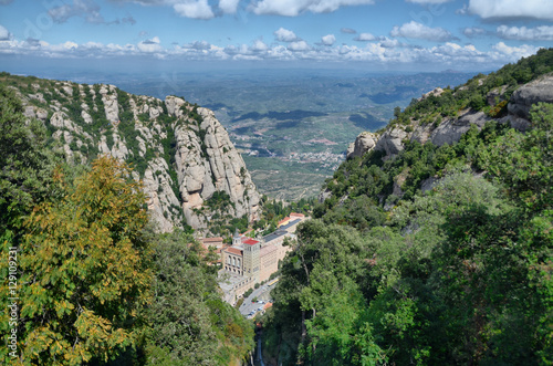 Benedictine abbey Santa Maria de Montserrat on the mountain of Montserrat 