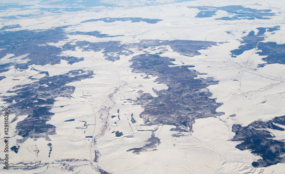 Fototapeta premium winter. view from the airplane