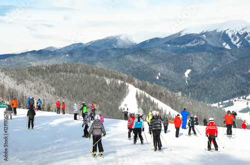 People in the ski resort