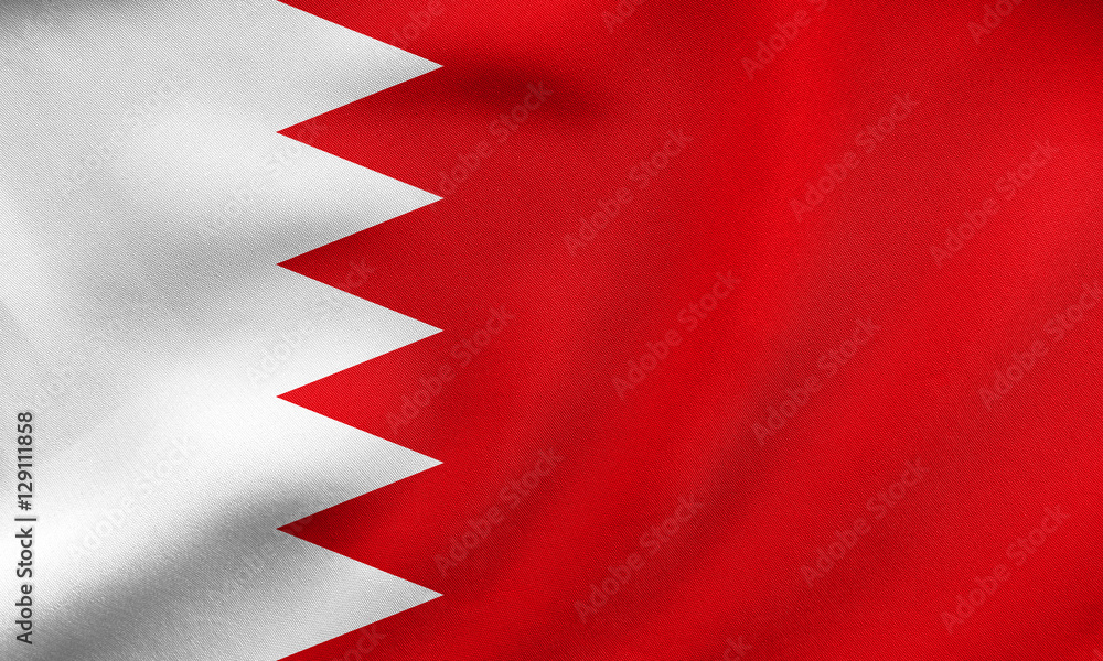 Flag of Bahrain waving, real fabric texture
